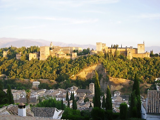 The Alhambra from the Mirador San Nicolas, Granada, Spain