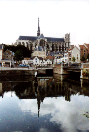 Amiens Cathedral and the River Somme from the St. Leu District, Picardy, France