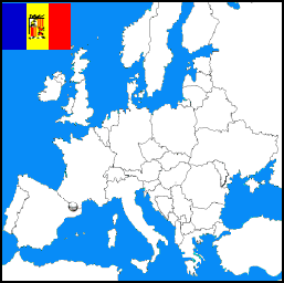 Map of Andorra showing position of country