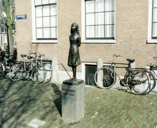 The Anne Frank Statue outside the Westerkerk, Amsterdam, The Netherlands