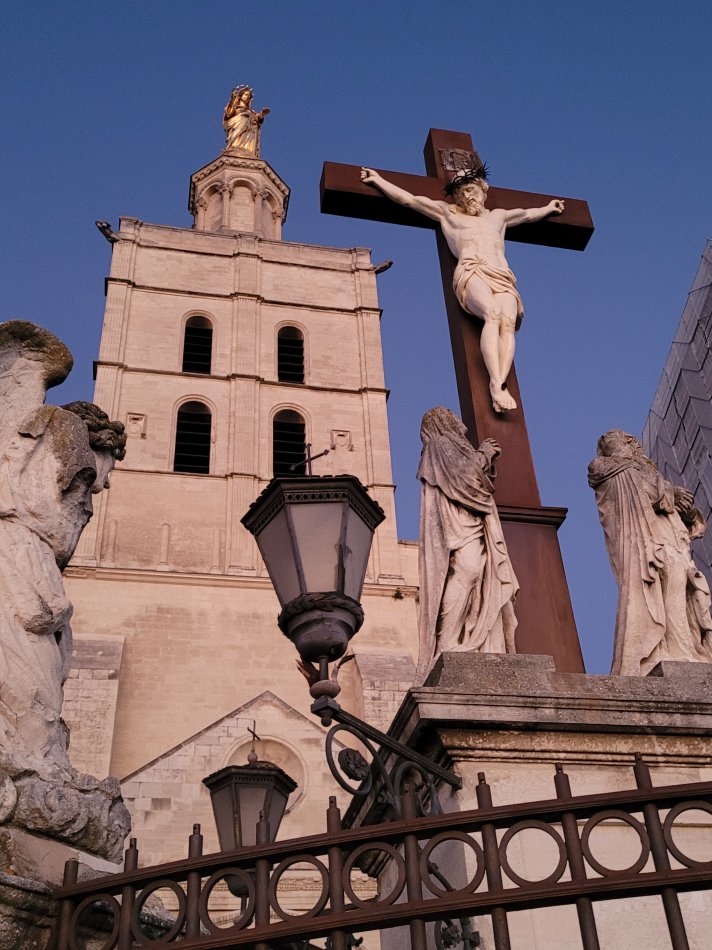 Crucifix outside Avignon Cathedral, France
