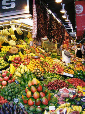 Beautiful Catalan Produce in the Mercat de Sant Josep, Barcelona, Spain