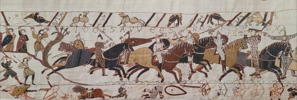Norman Cavalry flank the Saxons, Bayeux Tapestry, Bayeux, France