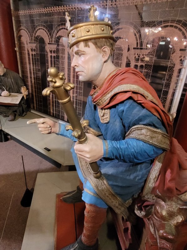 King William the Conqueror orders The Bayeux Tapestry to be made, Musee de la Tapisserie, Bayeux, France