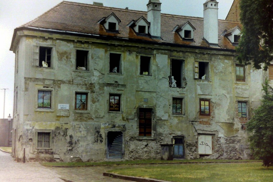 Old Building with Painted Cats, Bratislava, Slovakia