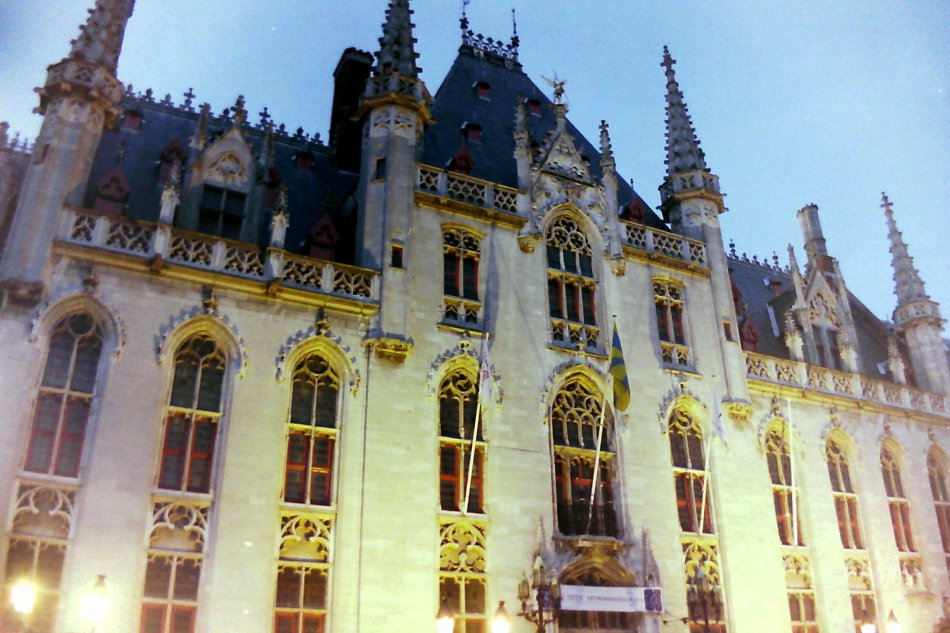Brugge Town Hall Floodlit, Belgium