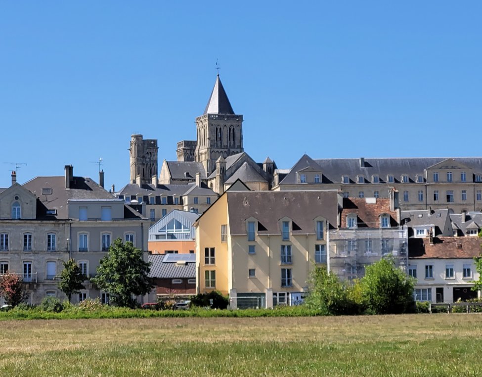 Abbaye-aux-Dames looming over Caen, Normandy, France