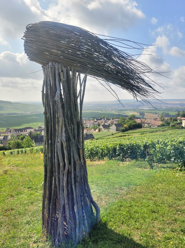 Sculpture in the Vineyards overlooking Hautvilliers, Champagne, France