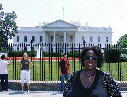 Jacqui outside the White House, Washington DC, USA