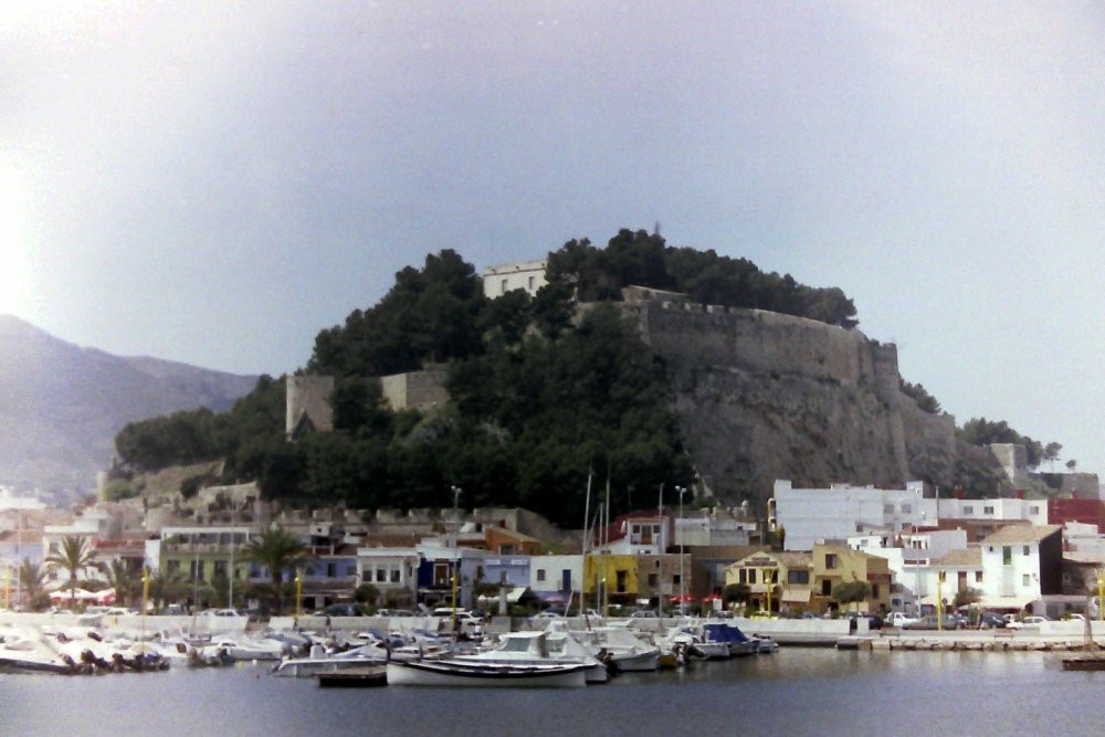 Denia Castle from the harbour, Denia, Spain