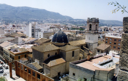 Looking down on Denia Church, Spain