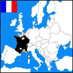 Map of France showing places visited