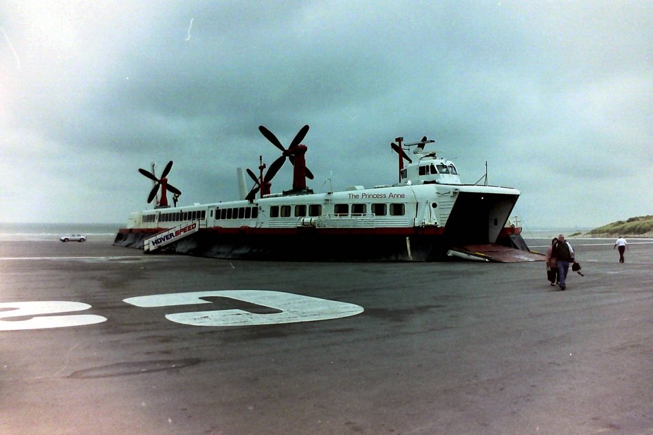 Hovercraft arriving at Calais Beach, France