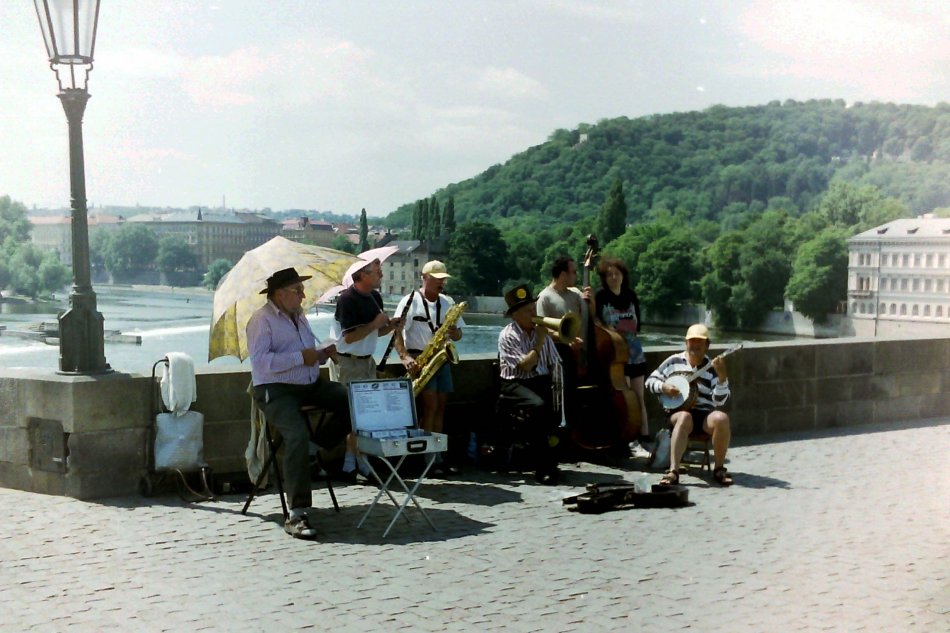Musicians on the Charles Bridge, Prague, Czech Republic