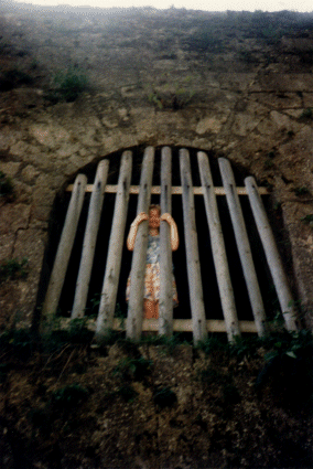 Alison trying to get out of Kufstein Castle, Austria