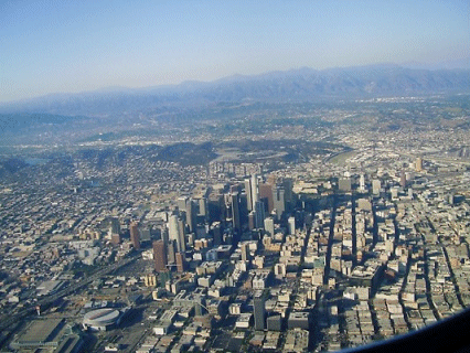 Downtown Los Angeles from the Air, California, USA