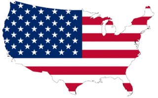 Map of USA with flag