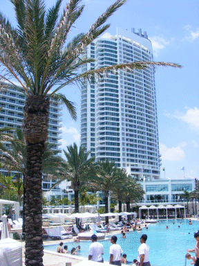 Another view of the Pools with Hotel behind, Miami Beach, FL, USA