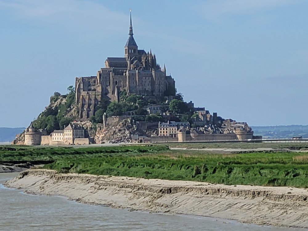 View of Mont St Michel from the Barrage Viewpoint, Normandy, France