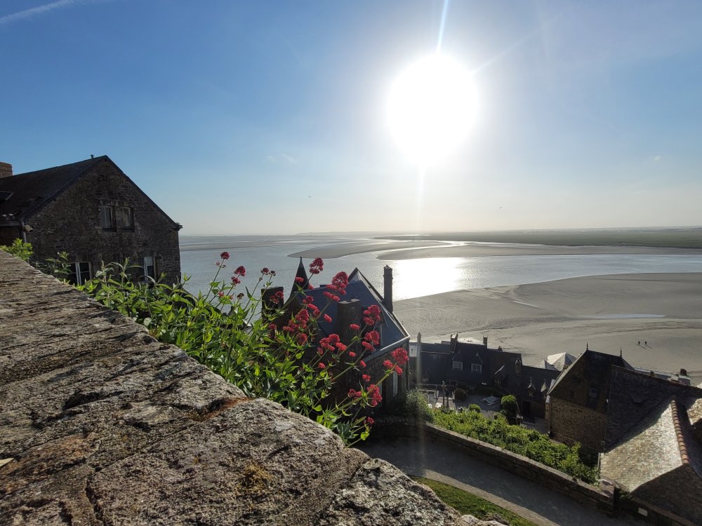View towards Avranches from Mont St. Michel, France