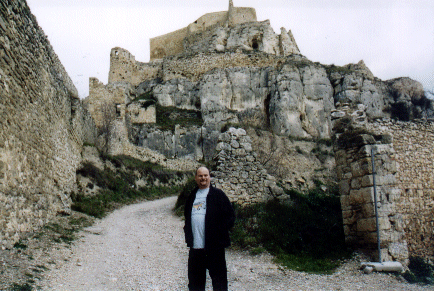 Andrew on the way up to the Castle in Morella, Spain
