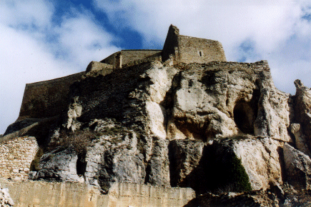 A glimpse of blue sky at Morella Castle, Spain