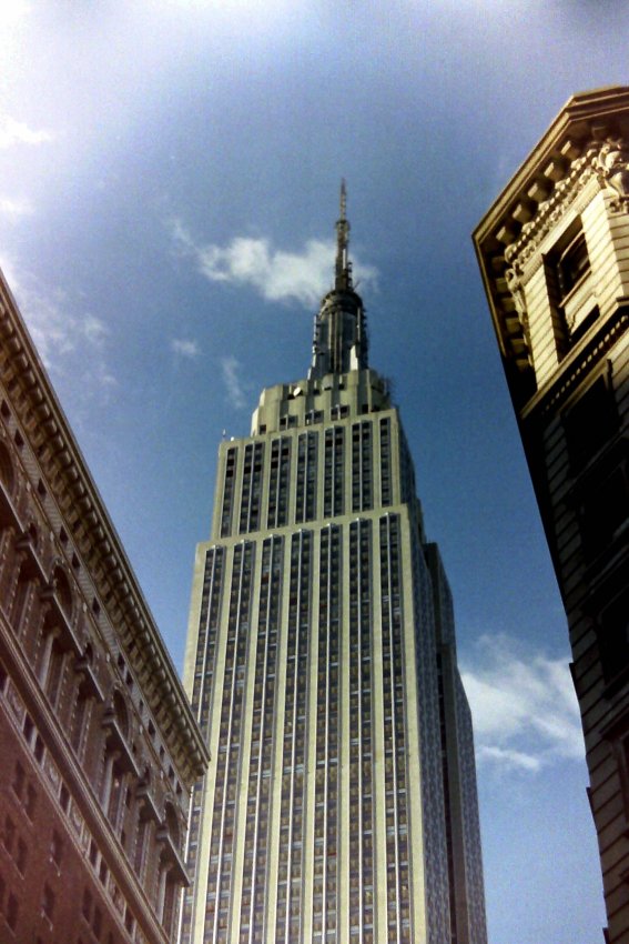 Looking up at the Empire State Building, New York City, USA