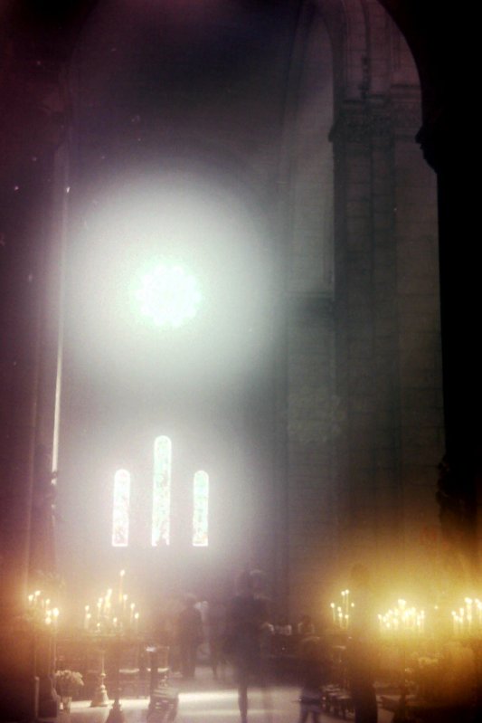 Moody photo inside the Sacre Couer, Paris, France