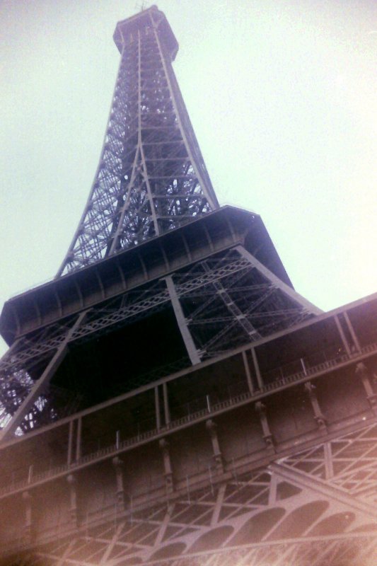 Looking up at the Eiffel Tower, Paris, France