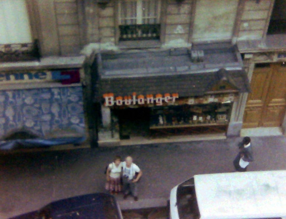 Looking down at Andrew's parents from their Apartment, Paris, France