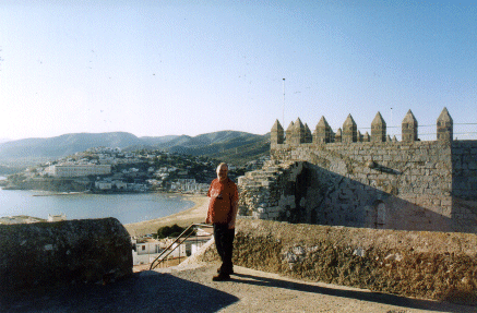 Andrew on the roof of Pe�iscola Castle, Spain