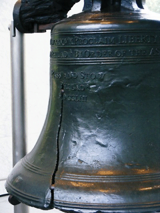 Detail of the Crack in the Liberty Bell, Philadelphia, PA, USA