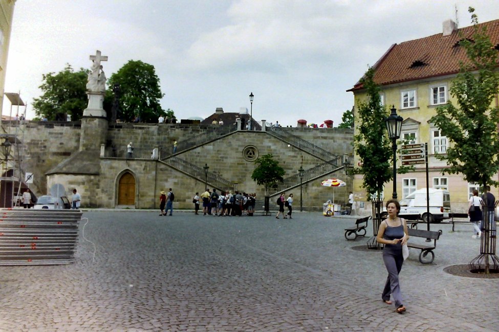Steps up to the Charles Bridge, Prague, Czech Republic