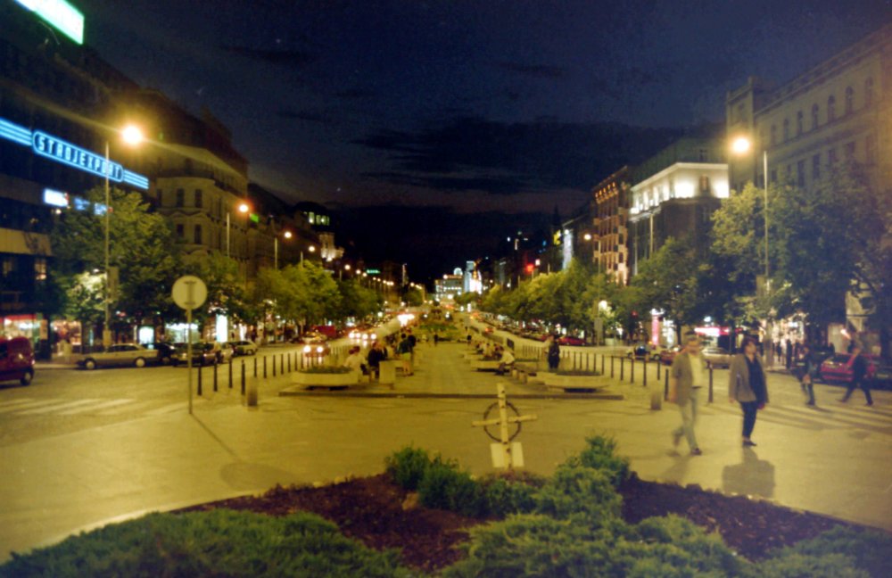 Wenceslas Square at Night, Prague, Czech Republic