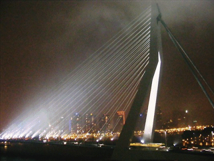 The Erasmus Bridge Lit, Rotterdam, The Netherlands