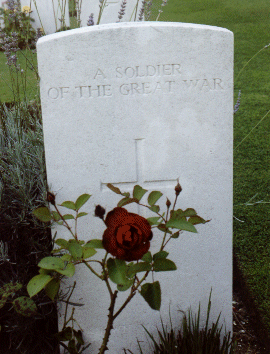 Detail of a World War I Grave at Pozi�res Cemetery, the Somme, Picardy, France