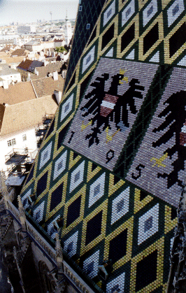 Detail of the roof of St. Stephen's Cathedral, Vienna, Austria