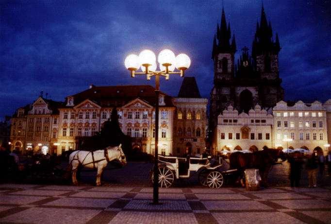 The T�n Church from the Old Town Square, Prague, Czech Republic