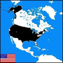 Map of the United States of America showing places visited