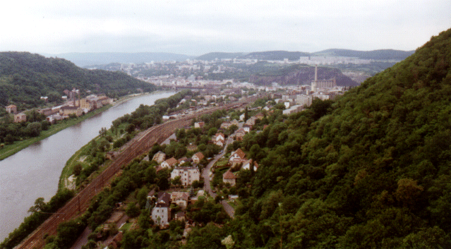 The View back towards �st� nad Labem from Strekov Castle, Czech Republic