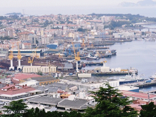 View from Vigo Castle of the Harbour and Town, Galicia, Spain